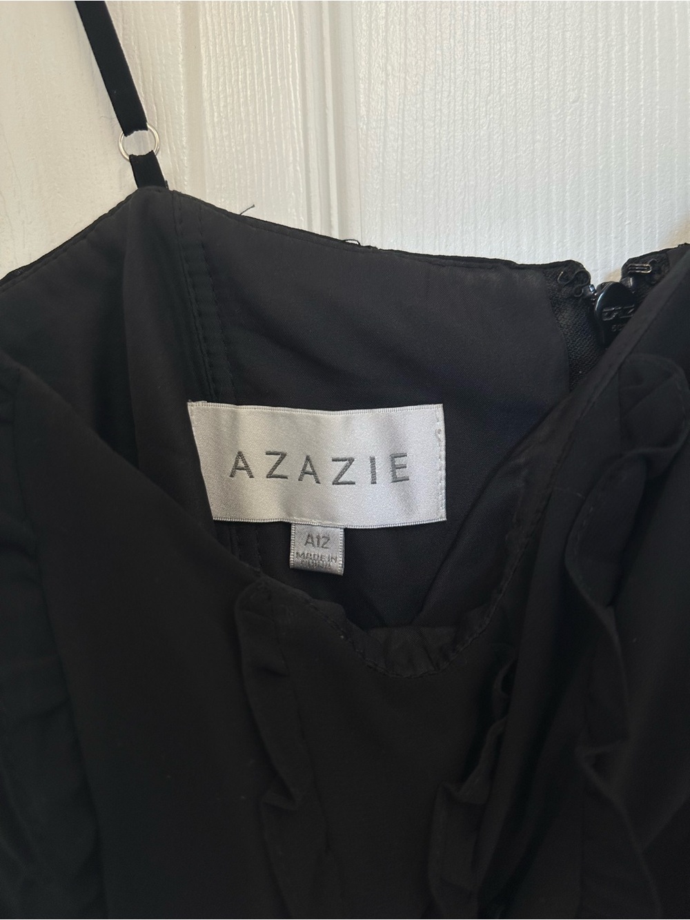 Azazie Black Ruffled Slip Dress - Picture 7 of 7